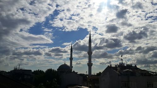 Low angle view of roof against sky