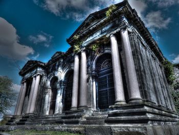 Low angle view of built structure against sky