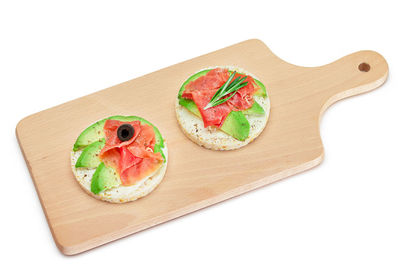 High angle view of food on table
