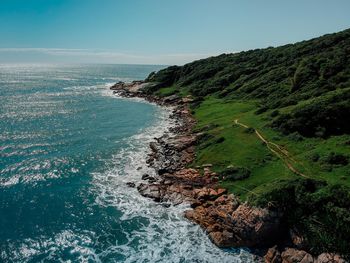 Scenic view of sea against clear sky