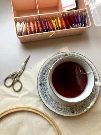 Teacup and embroidery kit photo.