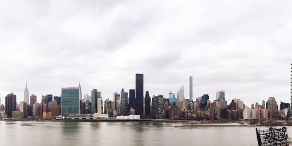 City skyline at dusk