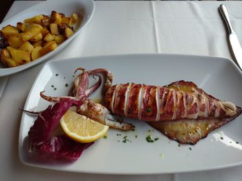 Close-up of meal served in plate