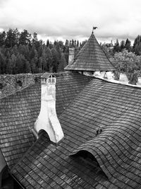 Tilt image of roof of building against sky