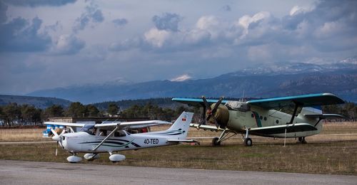 View of airport runway against sky