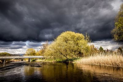 View of river against cloudy sky