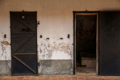 Closed door of abandoned building