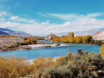 Scenic view of lake against sky