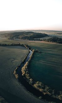 Scenic view of land against clear sky