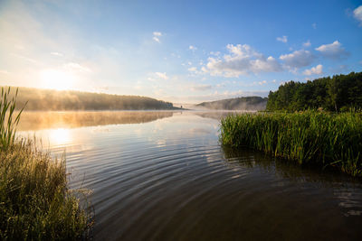 Scenic view of lake against sky