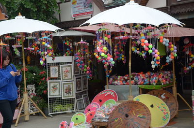 Multi colored market stall