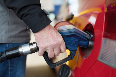 Close-up of refueling car