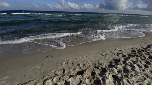 Scenic view of beach against sky