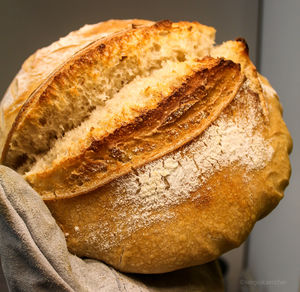 High angle view of bread on table