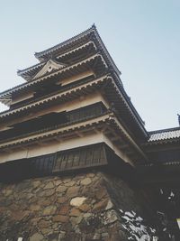 Low angle view of temple building against clear sky