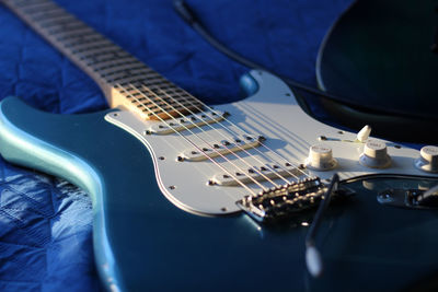 High angle view of guitar