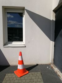 Signaling cone on modern building in city