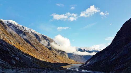 Panoramic view of mountains against sky