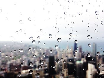 Close-up of water drops on glass