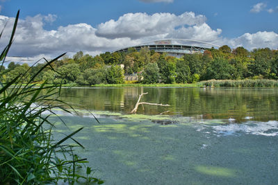 Scenic view of lake against sky