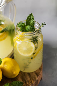 Close-up of drink in glass on table