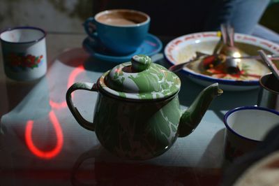 Close-up of tea served on table