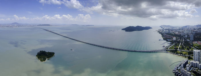 Scenic view of sea against cloudy sky