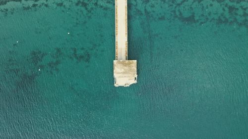 High angle view of table and swimming pool