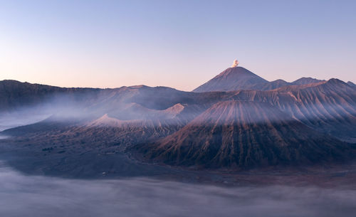 View of volcanic mountain against sky