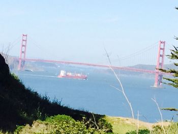 Suspension bridge over sea