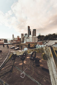 High angle view of cityscape against sky