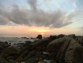 Scenic view of sea against sky during sunset