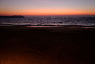 Scenic view of sea against sky at sunset