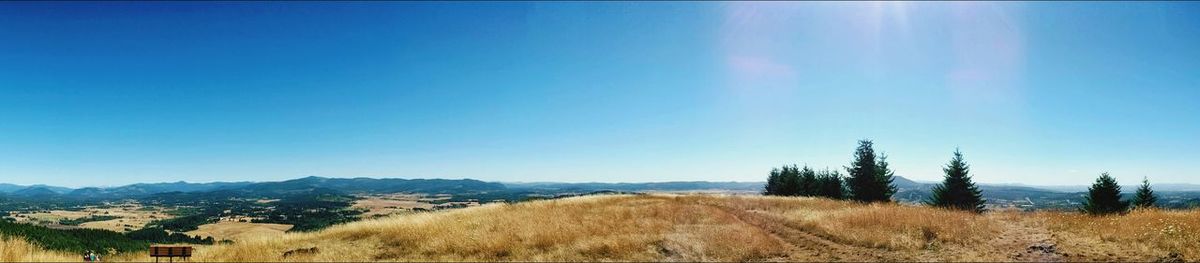 Scenic view of landscape against blue sky