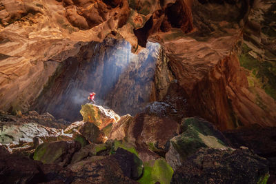 Low angle view of rock formations