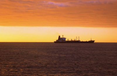 Scenic view of sea at sunset