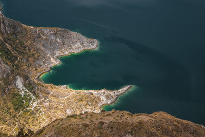 High angle view of rock formation in sea