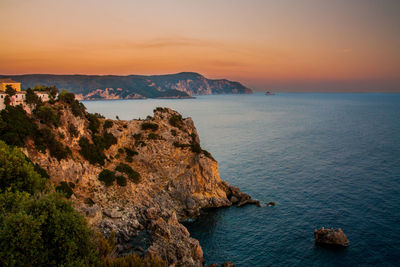 Scenic view of sea against sky during sunset