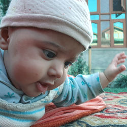 Close-up portrait of cute baby boy