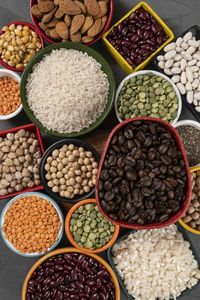 High angle view of food for sale