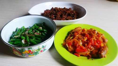 Close-up of served food in plate