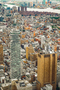 High angle view of city buildings