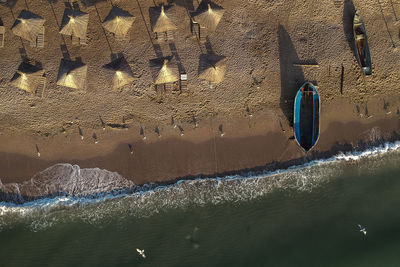 High angle view of water on beach