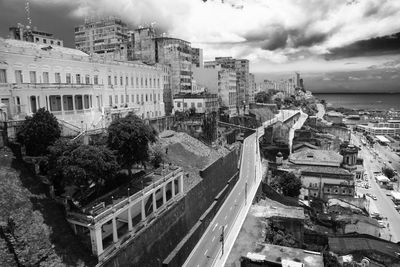 Top view of the historic part of the city of salvador with its old buildings. 