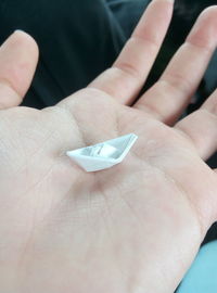 Cropped image of hand holding paper boat