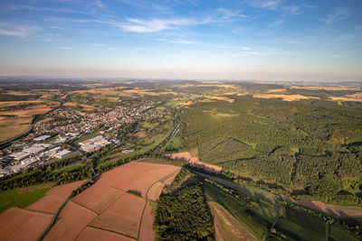 Aerial view at a landscape in germany, rhineland palatinate near bad sobernheim