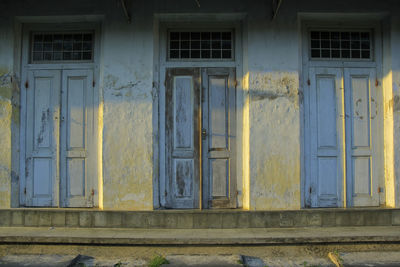 Closed door of building