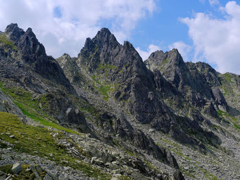 Rock formations on landscape against sky