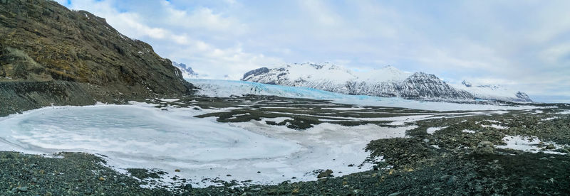 Panoramic shot of skaftafell national park against cloudy sky