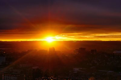 Sunset over city